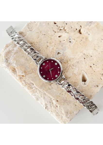 Ola Gümüş Bordo Saat