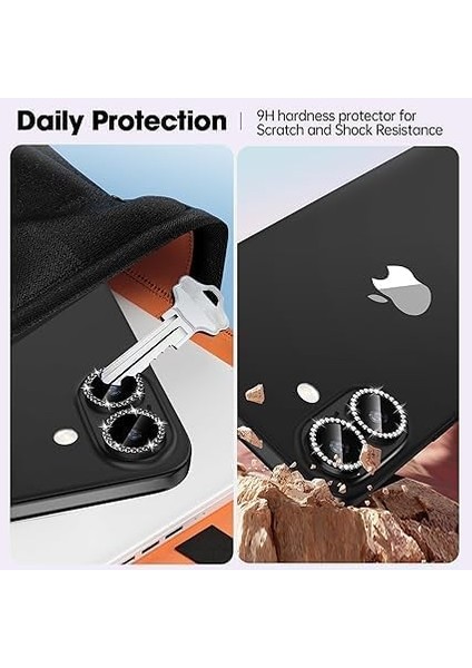 iPhone 17 Kılıf Parlak Taşlı Kamera Koruma Renkli Lens Koruyucu Temperli Cam fiyatları