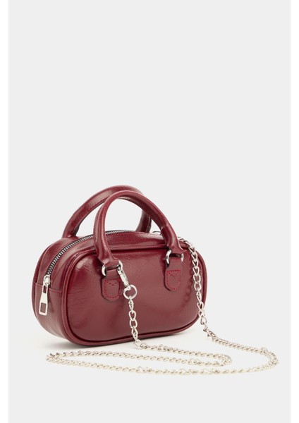 Bordo Kadın Mini Çapraz Askılı Retro Çanta