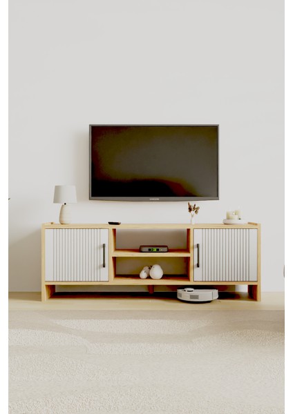 Molde Modern Tv Sehpası Mdf Membran Kapaklı Raflı Tv Ünitesi Televizyon Sehpası