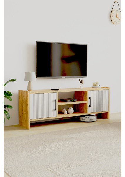 Molde Modern Tv Sehpası Mdf Membran Kapaklı Raflı Tv Ünitesi Televizyon Sehpası fiyatları