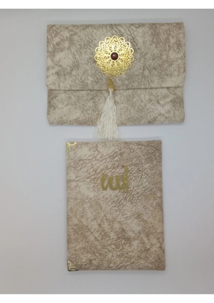 Lüks Çantalı Kadife Kaplı Yasin ( Krem )