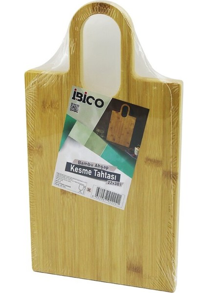 DIKDÖRTGEN=22X38CM Ahşap Bambu Kesim Panosu - Kesme Tahtası Oval Kulplu (4915)