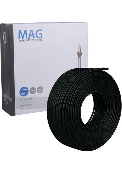 Mag Rg6/u6 Bakır Cu/cu 80 Tel Siyah Anten Kablosu (100 Metre) fırsatları