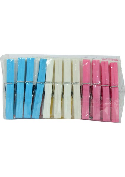 Plastik Çınar Çamaşır Mandalı 24 Adet Karışık Renk ZP-142