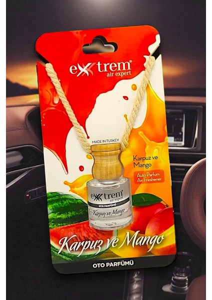 3 Adet Oto Parfümü Karpuz&mango -Vanilya-Okyanus | Ahşap Asma Koku 8 ml x 3 Adet modelleri