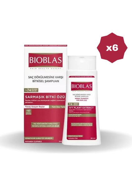 Uzama Dökülmelere Karşı Şampuan 360 ml - (6 Adet)