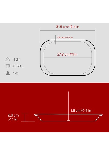 Döküm Dikdörtgen Servis Tabağı Ölçü 32X20CM.-BORDO indirimleri
