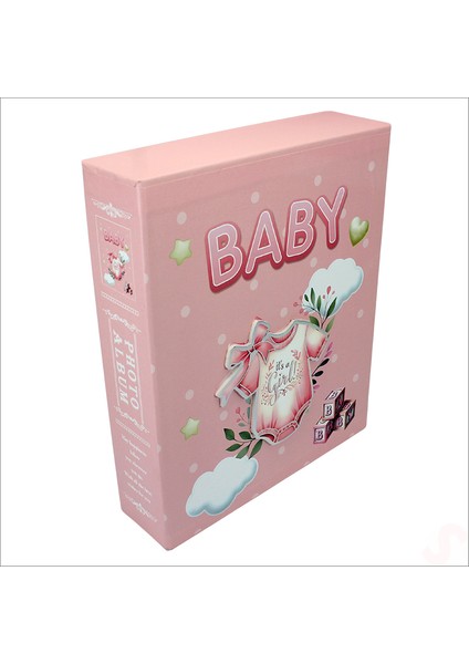 Bebek Fotoğraf Albümü Kutulu, 80 Resimlik - Pembe Tulum