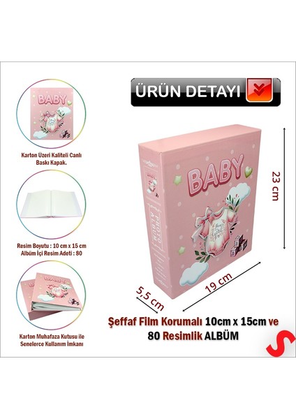 Bebek Fotoğraf Albümü Kutulu, 80 Resimlik - Pembe Tulum fiyatları