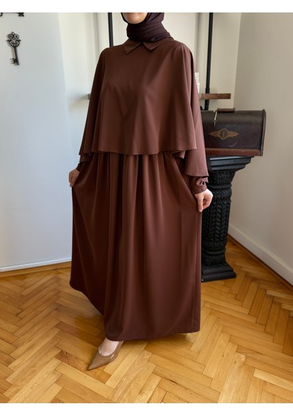Acı Kahve Pelerinli Elbise 5084 modelleri