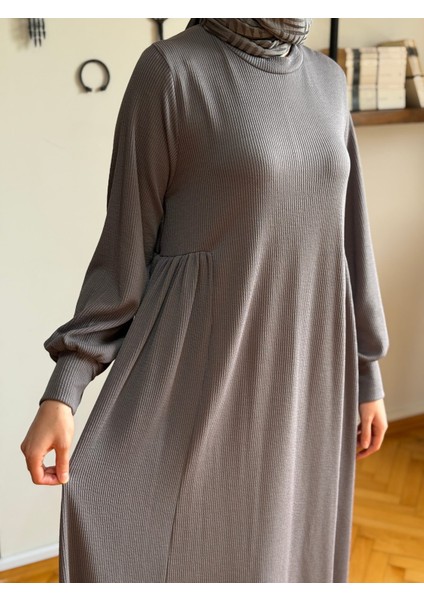 Füme Yandan Büzgülü Fitilli Örme Elbise 9922 fiyatları