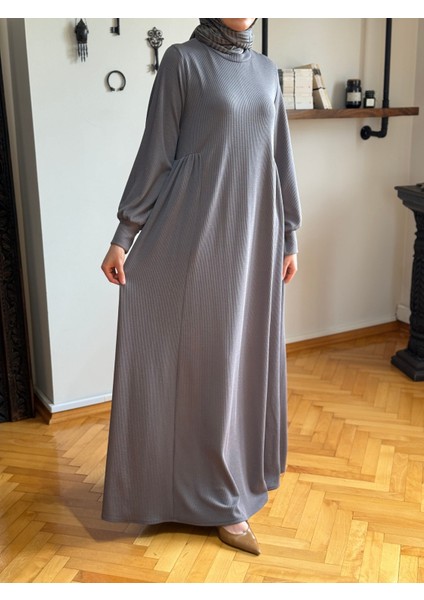 Füme Yandan Büzgülü Fitilli Örme Elbise 9922 indirimleri