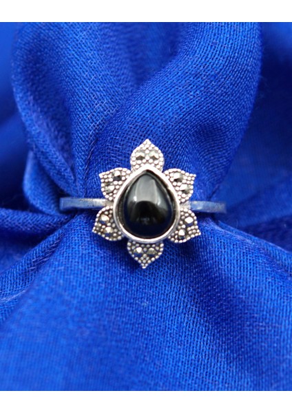 925 Ayar Kadın Gümüş Oltu Taşı Yüzük SY00042 modelleri