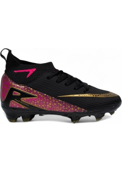 Siyah Altın Detaylı Çim Saha Futbol Ayakkabısı – Profesyonel Krampon modelleri