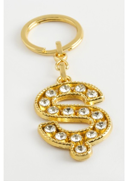 Ds-Derin Sarı Renkli Taşlı Harf Anahtarlık-Ş