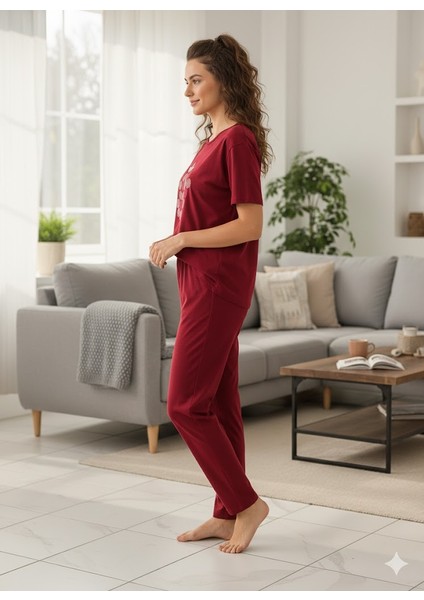 Kadın Bordo Sweet Little Princes Pijama Takımı fiyatları