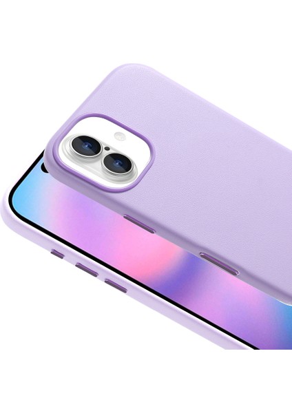 iPhone 17 Uyumlu Kılıf Kupra Deri Görünümlü M-Safe Şarj Özellikli Mor fiyatları