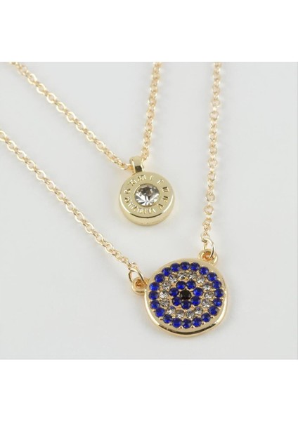 Ds-Derin Nazar Figürlü Yeni Sezon Ikili Kolye-Sarı