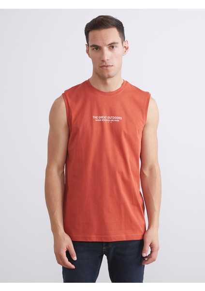 Yeni Sezon Bisiklet Yaka Baskılı Erkek Kolsuz Tişört