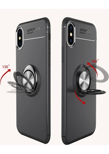 Bfs iPhone Xs Max Kılıf Range Yüzüklü Silikon - Siyah-Mavi fiyatları