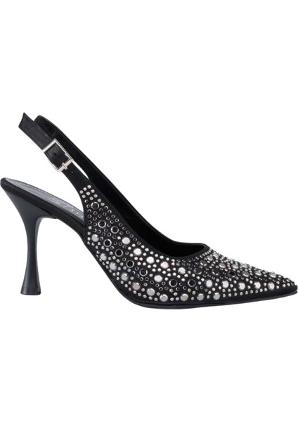Kadın Siyah Işlemeli Topuklu Ayakkabı