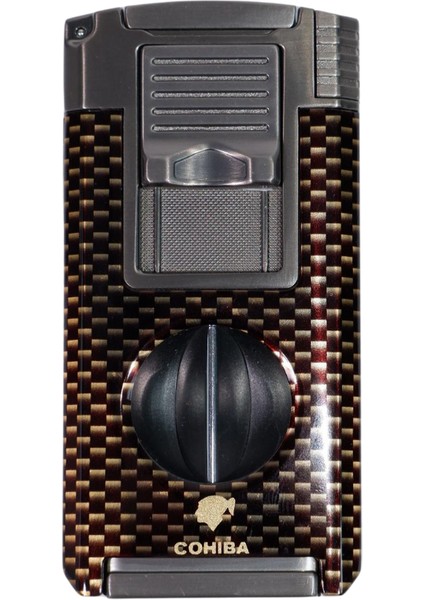 Çift Torch Pürmüz Siyah Karbon Desenli Puro Çakmağı