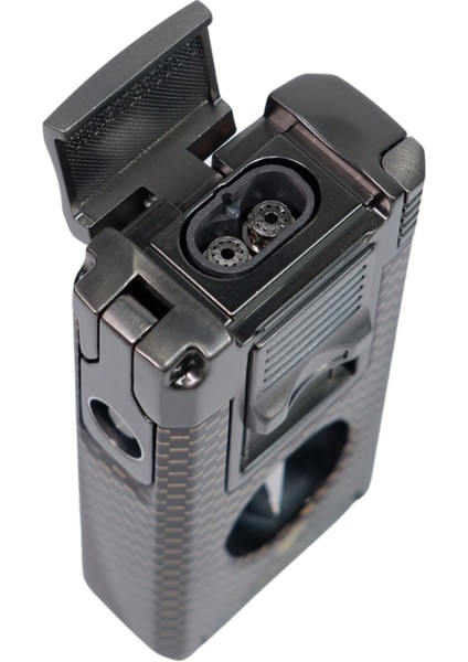 Çift Torch Pürmüz Siyah Karbon Desenli Puro Çakmağı modelleri