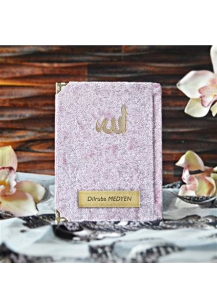 Çanta Boy 128 Sayfa Kadife Kaplı Yasin - Pembe Yasin Kitabı - Pembe Kadife Yasin - Sesli Yasin