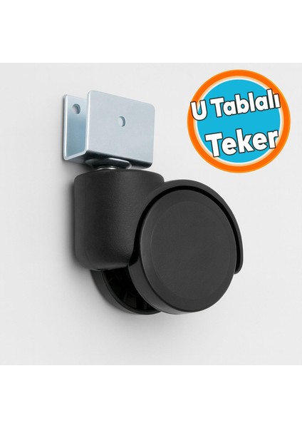 4 Adet Dönerli Koltuk Tekeri Kısa U Tablalı Siyah Metal Gövde Dayanıklı 360 Derece Döner Mekanizma modelleri