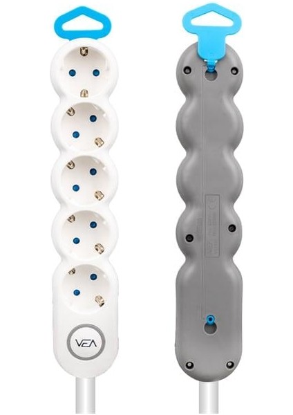 Vea 5'li Kablolu Anahtarlı 1,5 Metre Akım Korumalı Grup Priz VE-2S5S