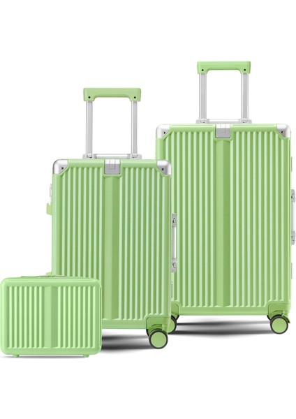 Joya Pc Policarbon 3'lü Valiz Seti (Kabin Orta ve Makyaj) Yeşil