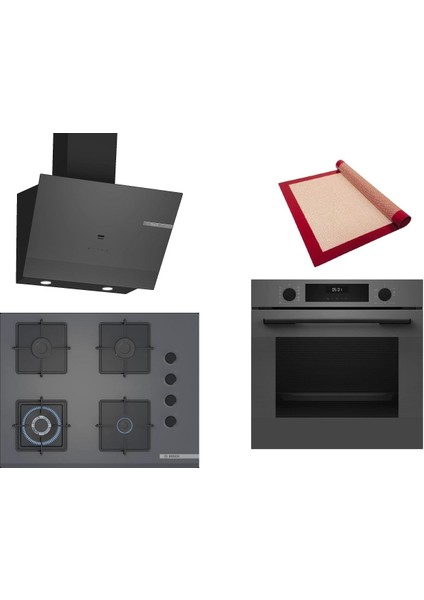 Gri 3 Lü Ankastre Set 457 ( HUA717BN0T - POH7C9P30O - DWK67PJ70T ) 67CM Wok Bek Ocak - Buhar Destekli Fırın - Pişirme Matı ile