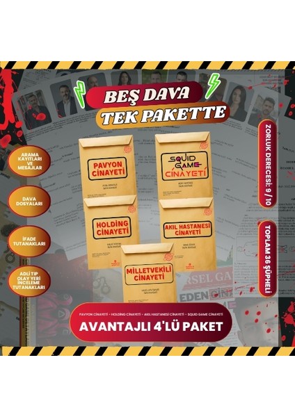 5 Dava Dosyası Dedektif Oyunu Cinayet Çözme Suçluyu Bulma Oyunu|dava Çözme Oyunu|dedektiflik Oyunu|pavyon Cinayeti|milletvekili Cinayeti|akıl Hastanesi Cinayeti|squıd Game Cinayeti|holding Cinayeti fiyatları