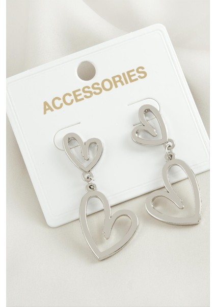 Ds-Derin Kalp Yeni Sezon Metal Küpe-Gümüş Rengi fiyatları