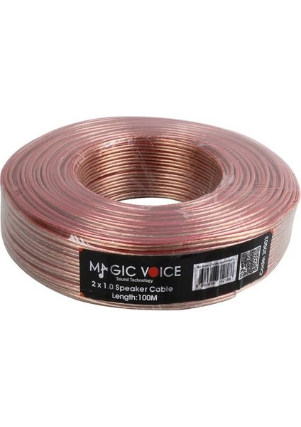 Magicvoice 2x1,0 mm Şeffaf 100 Metre Hoparlör Ses Sistemi Kablosu Mert Kablo