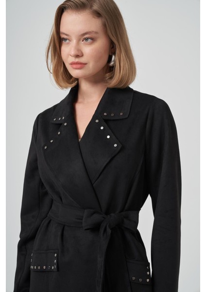 6029 Yakası Zımba Detay Süet Kap Siyah fiyatları