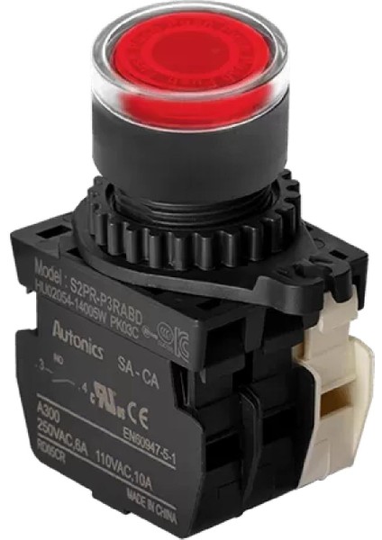 S2PR-P3RABLM ,KONTAK-1A1K KIRMIZI-220V Yaylı M22 Buton