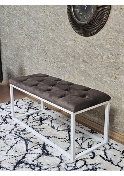 Beyaz Boyalı Diktörtgen 100 cm x 40 cm Oturak Puf - Bench - Makyaj Oturağı - Oturak Kahverengi Renk 100 x 40 Boyut/ebat fırsatları