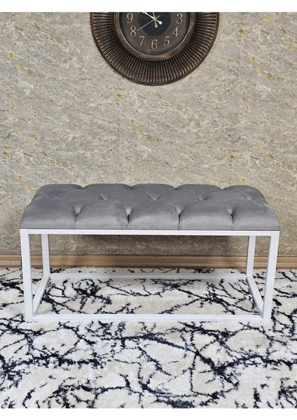 Beyaz Boyalı Diktörtgen 100 cm x 40 cm Oturak Puf - Bench - Makyaj Oturağı - Oturak Gri Renk 100 x 40 Boyut/ebat fiyatları