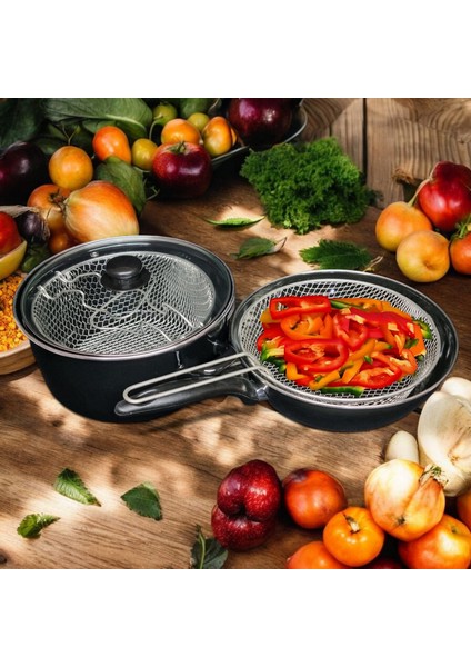 Emaye Kızartma Tencere ve Tavası 2'li Set 26 cm Wok Tava ve 24 cm Kızartma Tenceresi fiyatları