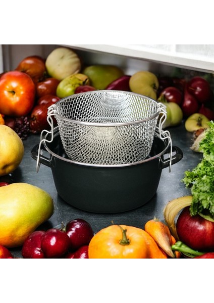 Emaye Kızartma Tencere ve Tavası 2'li Set 26 cm Wok Tava ve 24 cm Kızartma Tenceresi fırsatları