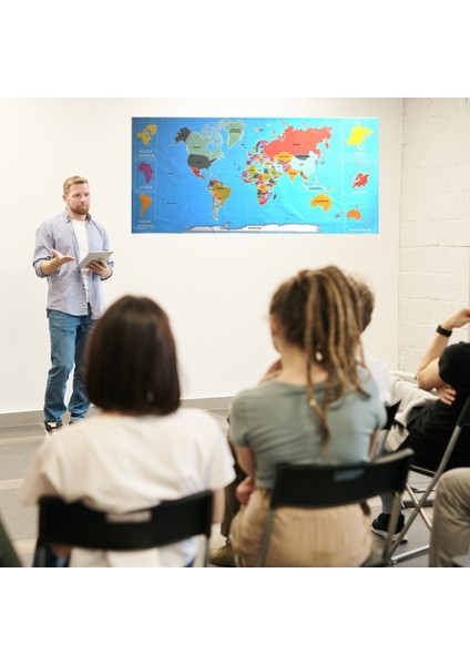 Renkli atlas Dünya haritası Manyetik Yapıştırıcı Gerektirmeyen Duvar Stickerı 118 cm * 56 cm (4915) fırsatları