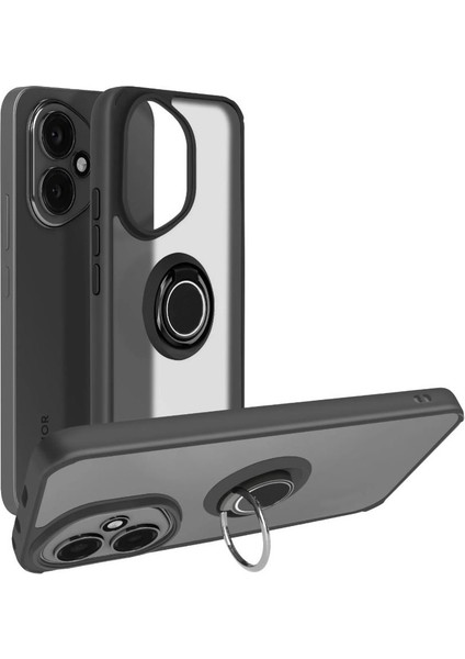 Honor 400 Uyumlu Kılıf Montreal Yüzüklü Mıknatıslı Silikon Siyah