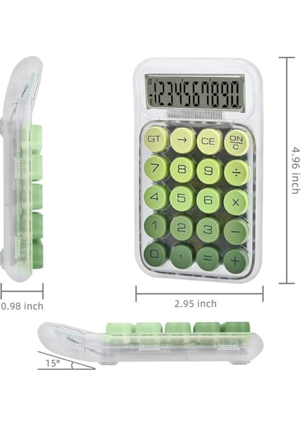 Yeşil Tuşlu Şeffaf Gövde Hesap Makinesi Şirin Yuvarlak Tuşlu Retro Hesap Makinesi fiyatları