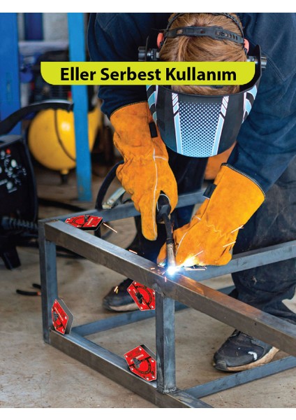 Aç Kapa Özellikli 6 Açılı Kolay Temizlenebilen Güçlü Mıknatıslı Kaynak Tutucu Manyetik Kaynak Gönyesi - Kırmızı Renk - 1 Adet indirimleri