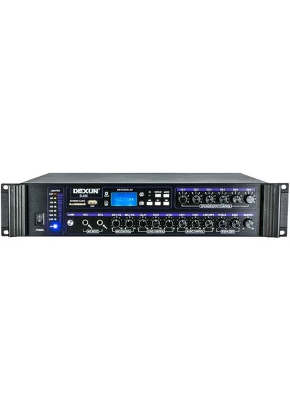 Dexun D-400 500 W Usb-Sd-Bt 4-16 Ohm 6 Bölgeli 2 Mik. 3 Aux Giriş Trafolu Mixer Anfi