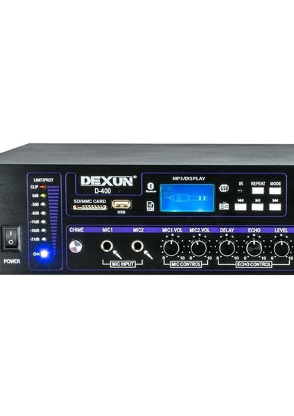 Dexun D-400 500 W Usb-Sd-Bt 4-16 Ohm 6 Bölgeli 2 Mik. 3 Aux Giriş Trafolu Mixer Anfi fiyatları