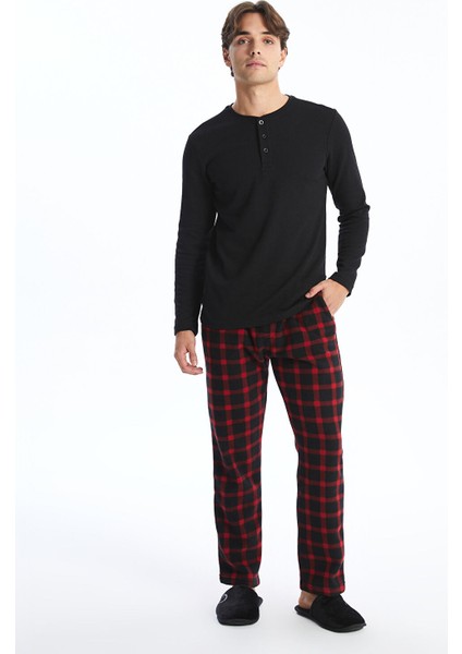 Yeni Sezon Standart Kalıp Ekose Polar Pijama Alt