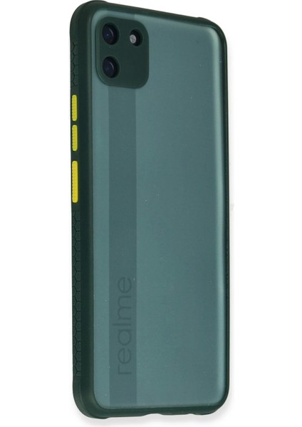 Bfs Realme C11 Kılıf Miami Şeffaf Silikon - Koyu Yeşil
